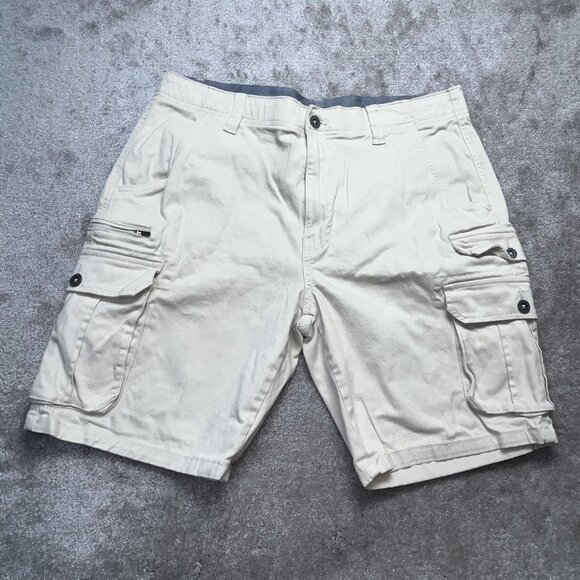 Mens Iron Co. Cargo Shorts Khaki 36 Cotton Spandex NWOT - Picture 1 of 8